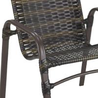 6 Cadeiras E Mesa 80cm Tampo Ripado Alumínio Piscina Jardim Pedra Ferro - 3