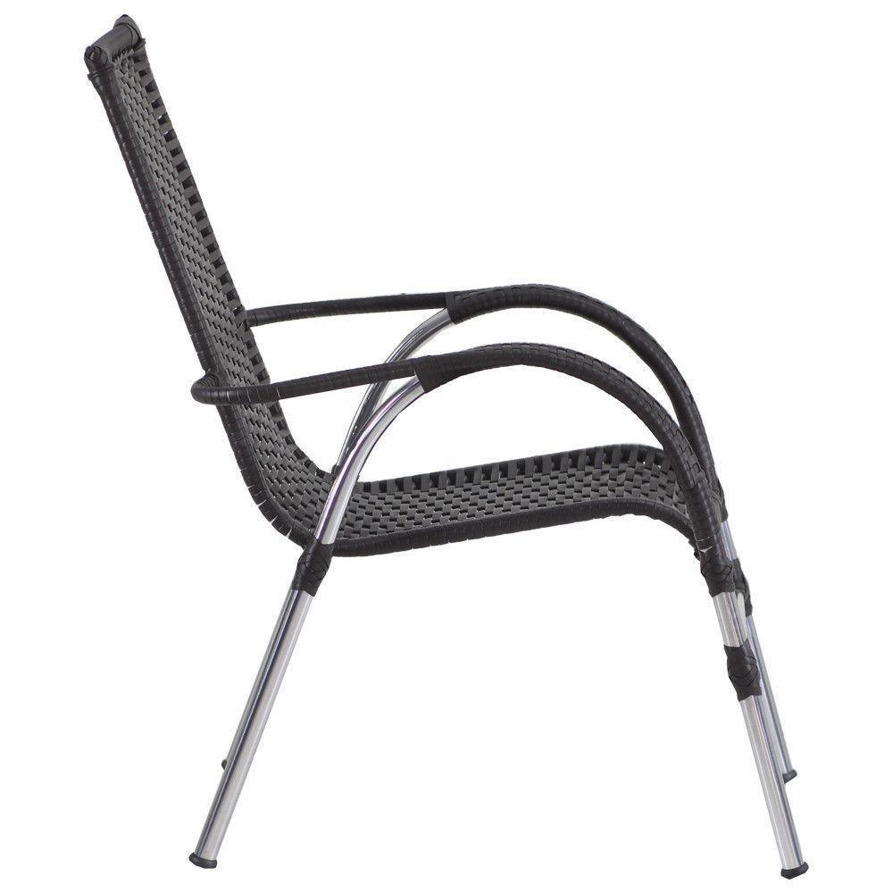 6 Cadeiras Alumínio E Mesa Tampo Varanda Jardim Piscina Tabaco - 6