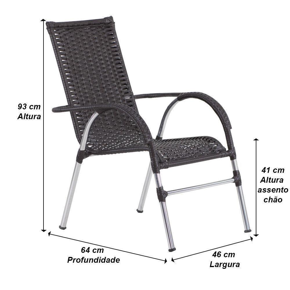 6 Cadeiras Alumínio E Mesa Tampo Varanda Jardim Piscina Tabaco - 7