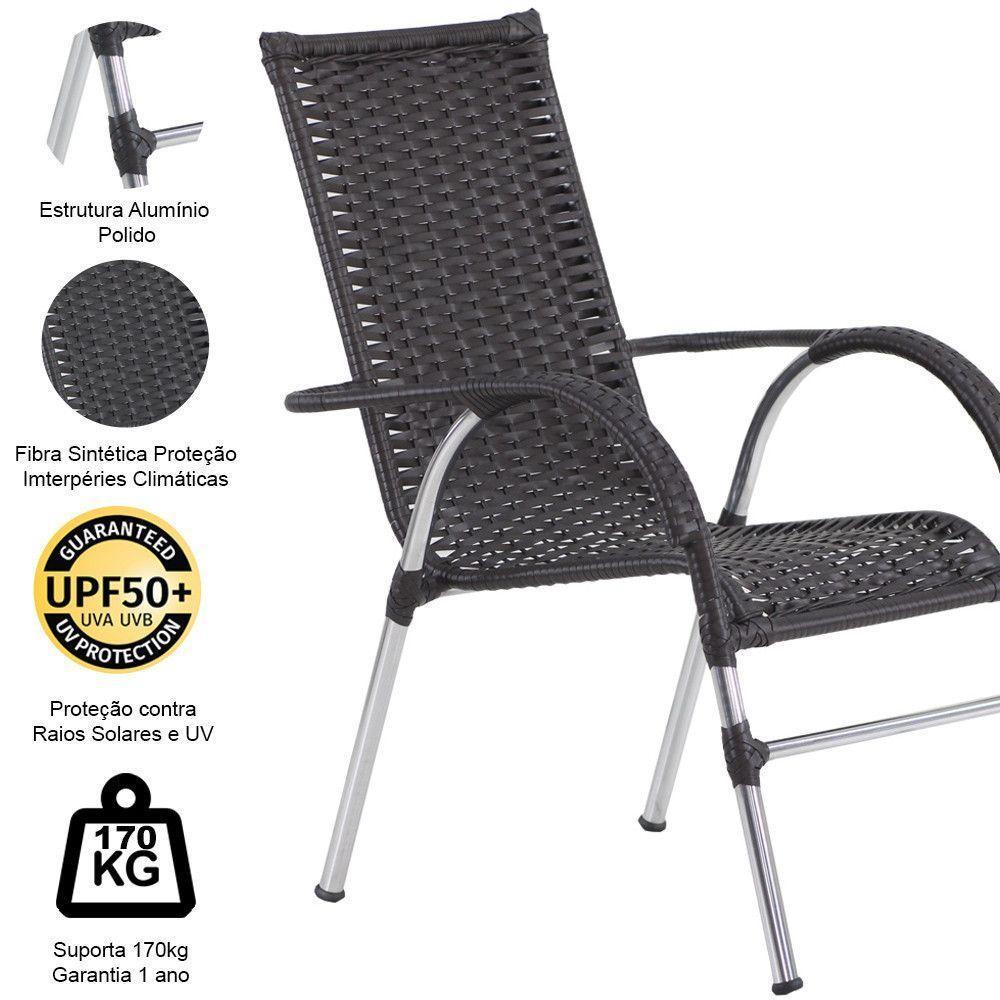 6 Cadeiras Alumínio E Mesa Tampo Varanda Jardim Piscina Tabaco - 8