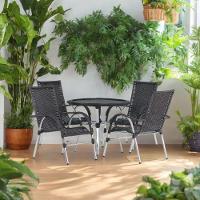 6 Cadeiras Alumínio E Mesa Tampo Varanda Jardim Piscina Tabaco - 2