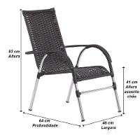 6 Cadeiras Alumínio E Mesa Tampo Varanda Jardim Piscina Tabaco - 7