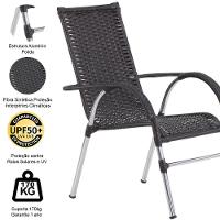 6 Cadeiras Alumínio E Mesa Tampo Varanda Jardim Piscina Tabaco - 8