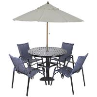 Jogo 4 Cadeiras Emily E Mesa Com Ombrelone Trama Original Cappuccino - 1