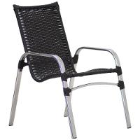 Jogo 6 Cadeiras E Mesa Varada Alumínio Jardim Fibra Trama Preto - 2