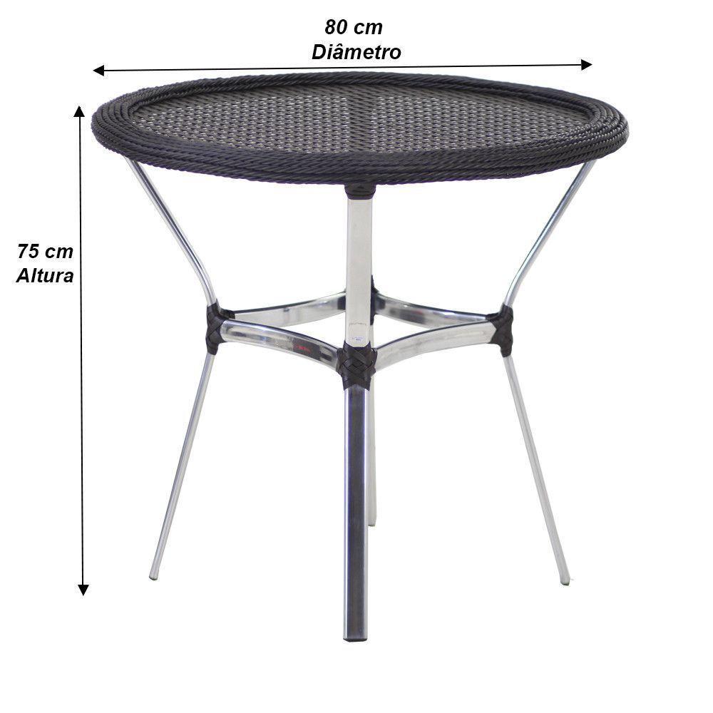 6 Cadeiras Alumínio E Mesa Tampo Varanda Jardim Piscina Preto - 5