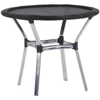 6 Cadeiras Alumínio E Mesa Tampo Varanda Jardim Piscina Preto