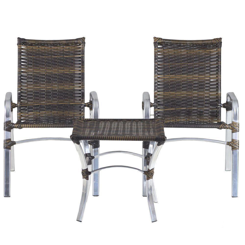 Jogo 02 Cadeiras E Mesa De Alumínio área Externa Piscina Pedra Ferro - 1