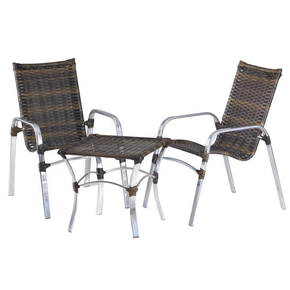 Jogo 02 Cadeiras E Mesa De Alumínio área Externa Piscina Pedra Ferro - 6