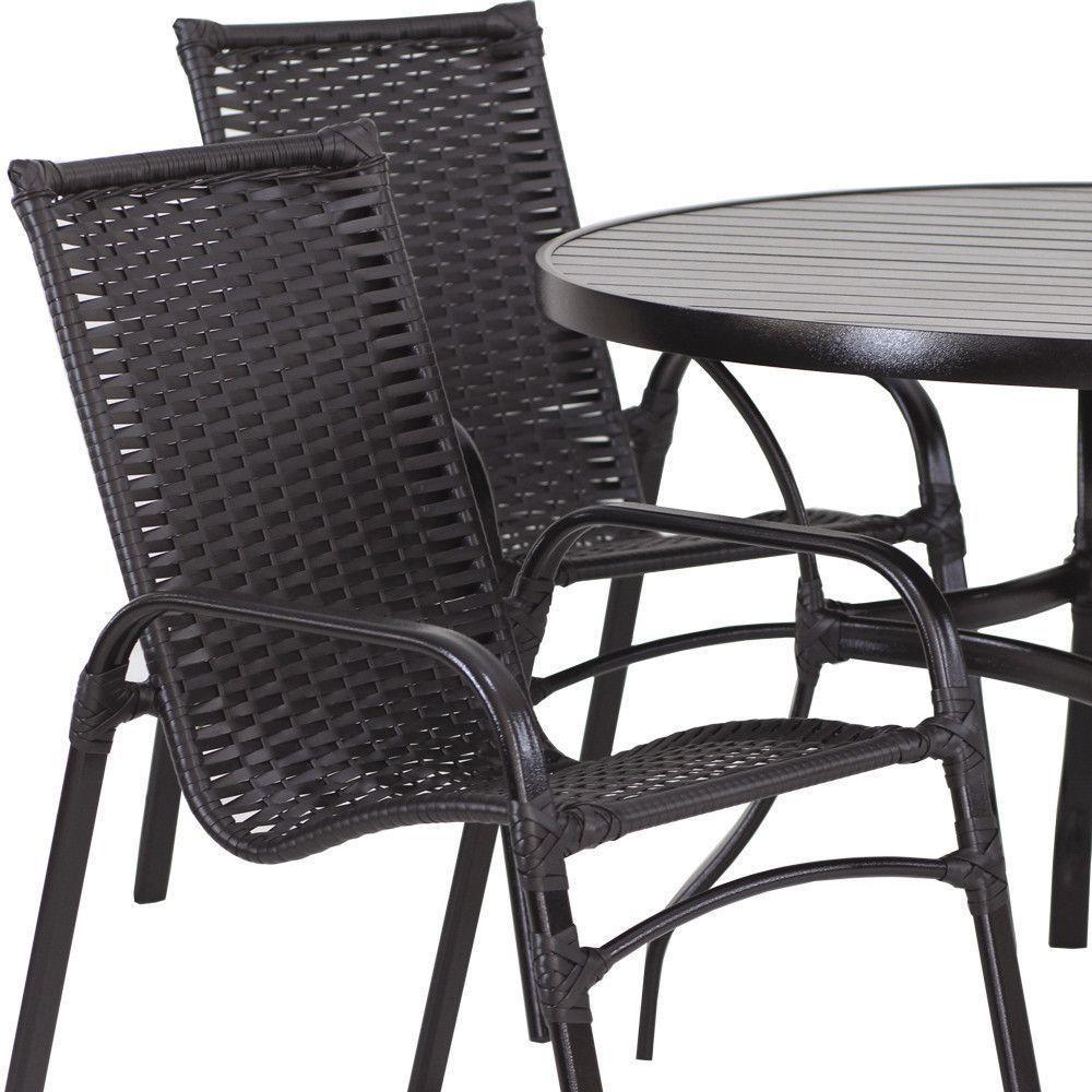 2 Cadeiras E Mesa Tampo Ripado área Jardim Varanda Piscina Tabaco - 3