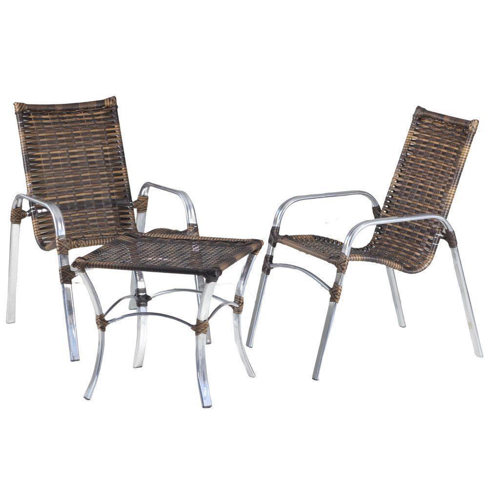 Jogo 02 Cadeiras E Mesa De Alumínio área Externa Piscina Argila - 8