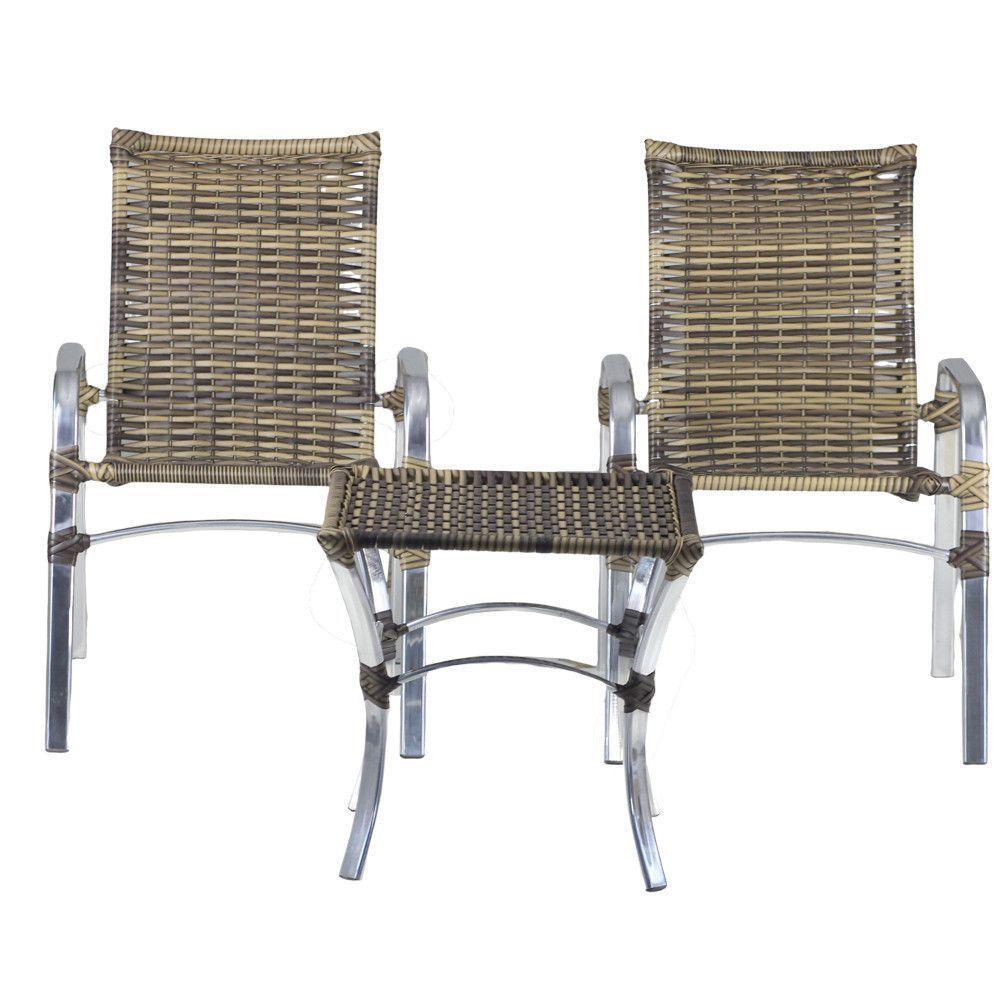 Jogo 02 Cadeiras E Mesa De Alumínio área Externa Piscina Cappuccino - 1