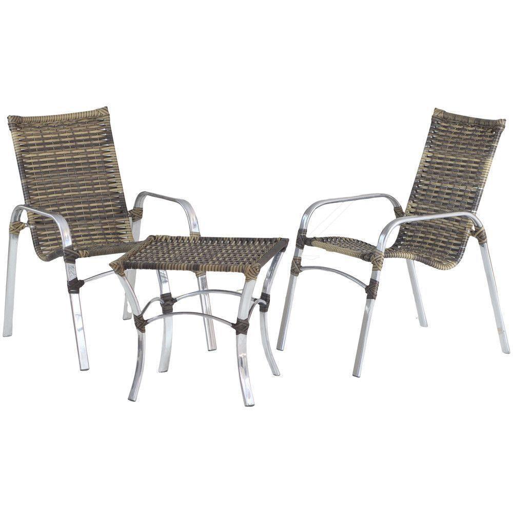 Jogo 02 Cadeiras E Mesa De Alumínio área Externa Piscina Cappuccino - 9