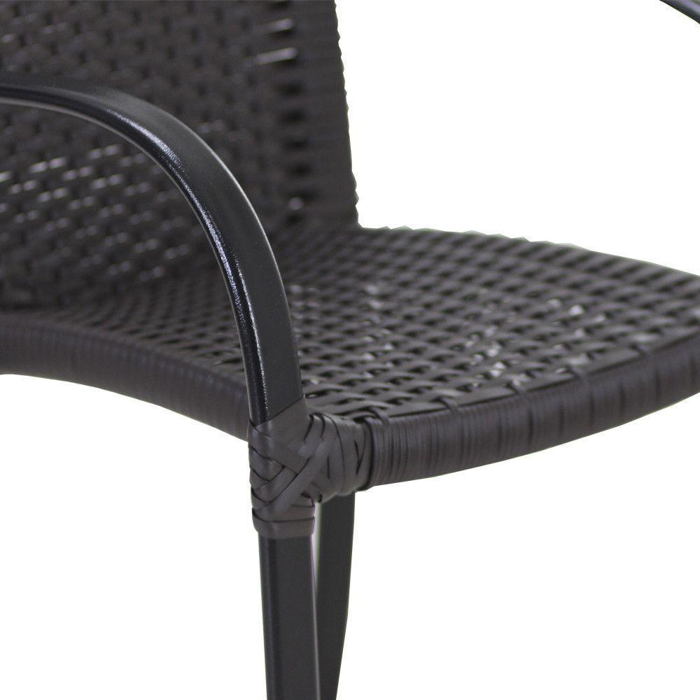 Conjunto De 4 Cadeiras Ascoli E Mesa Com Ombrelone Preto - 4