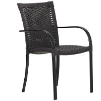 Conjunto De 4 Cadeiras Ascoli E Mesa Com Ombrelone Preto - 2