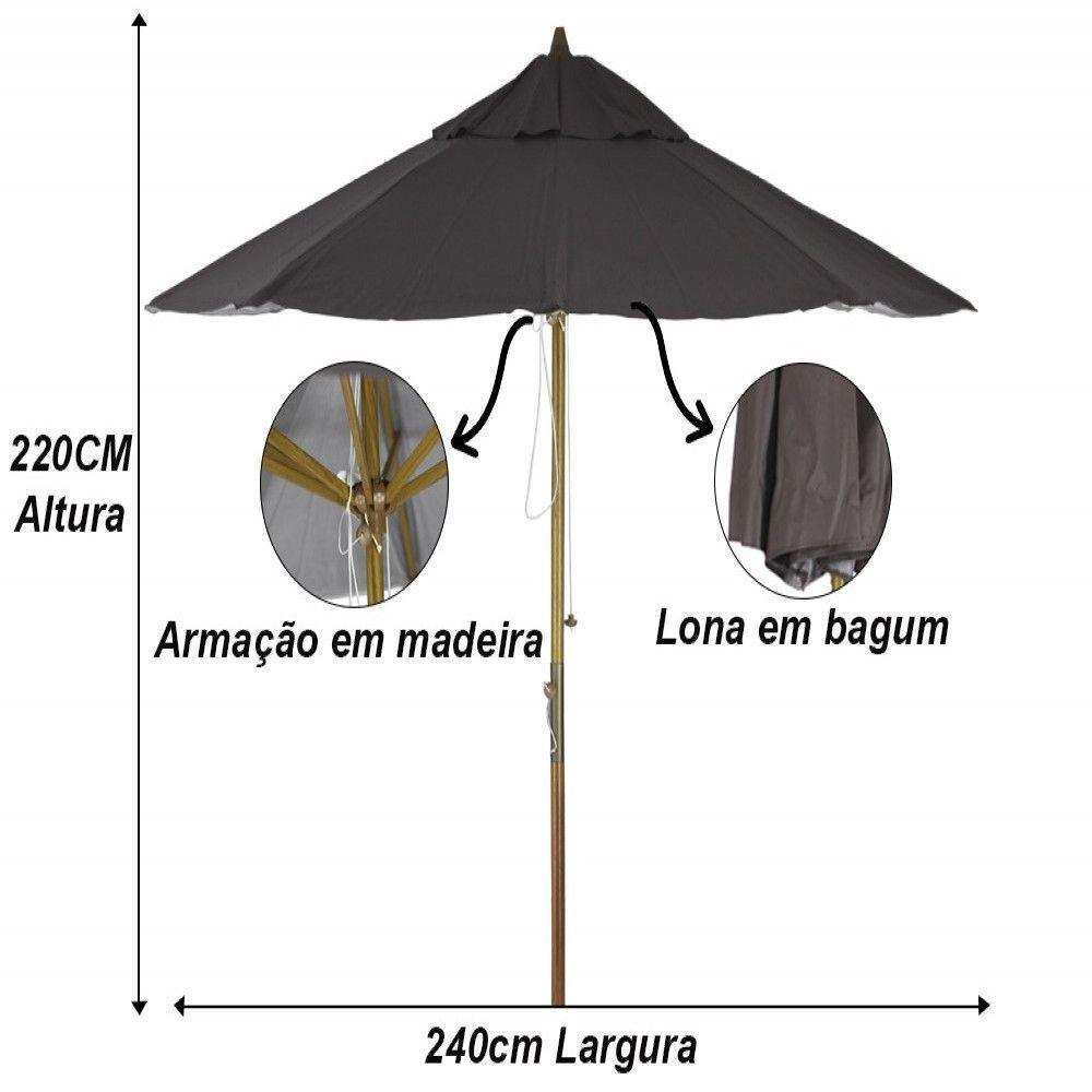 Conjunto De 4 Cadeiras Ascoli E Mesa Com Ombrelone Tabaco - 8