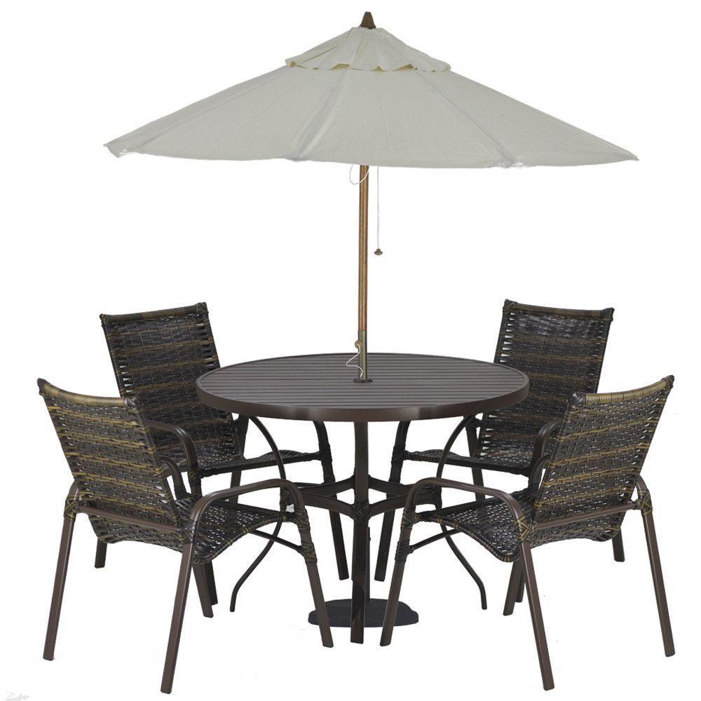 Jogo 4 Cadeiras Emily E Mesa Com Ombrelone Trama Original Pedra Ferro - 1