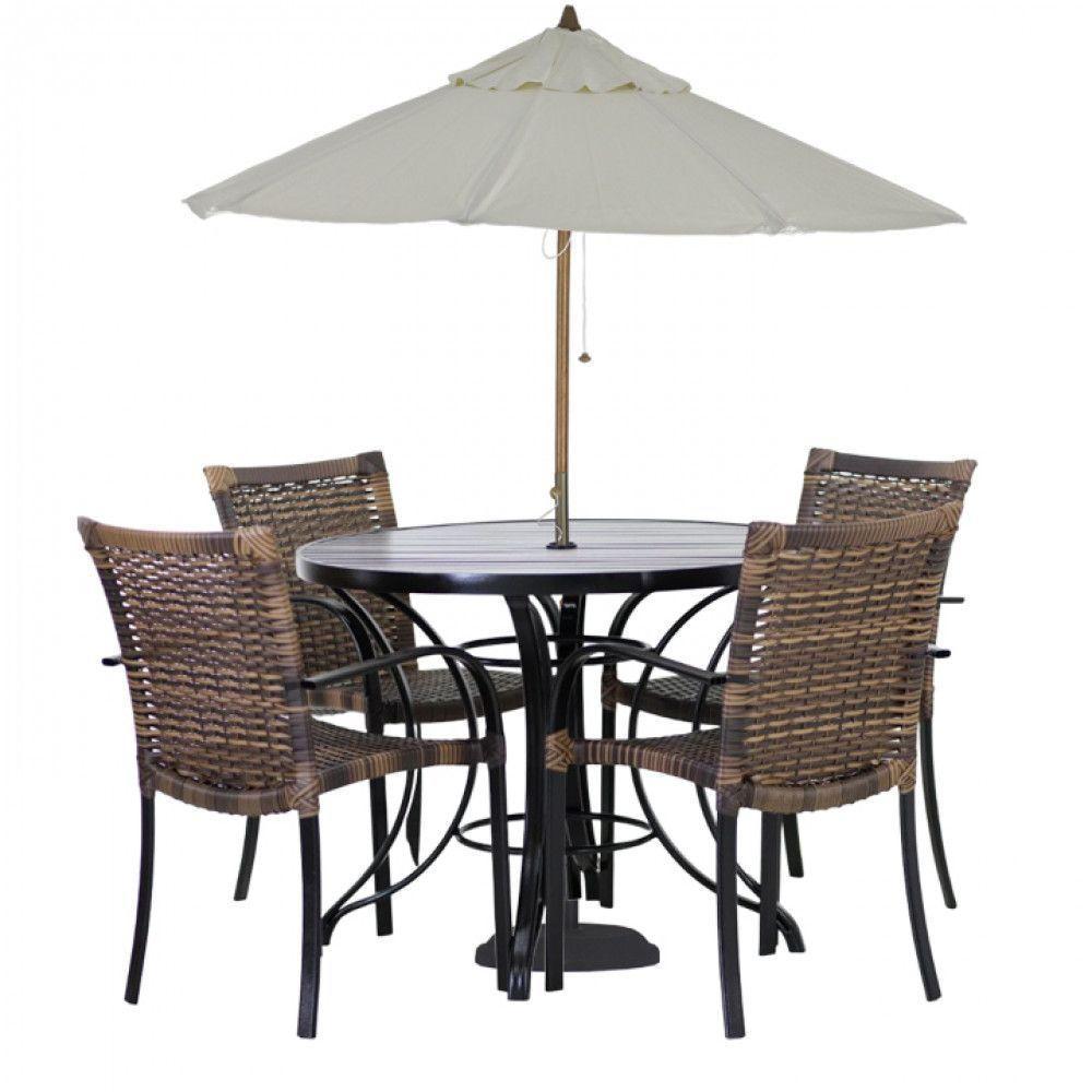 Conjunto De 4 Cadeiras Ascoli E Mesa Com Ombrelone Argila - 1
