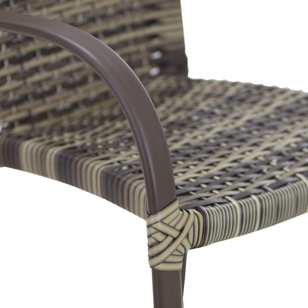 Conjunto De 4 Cadeiras Ascoli E Mesa Com Ombrelone Cappuccino - 4