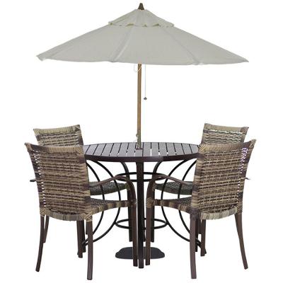 Conjunto De 4 Cadeiras Ascoli E Mesa Com Ombrelone Cappuccino