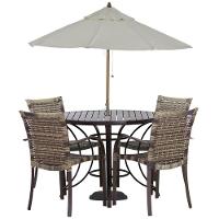 Conjunto De 4 Cadeiras Ascoli E Mesa Com Ombrelone Cappuccino - 1