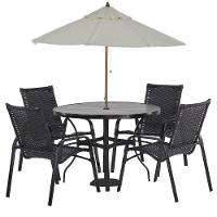 Jogo 4 Cadeiras Emily E Mesa Com Ombrelone Trama Original Preto - 1