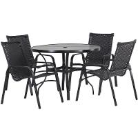 Jogo 4 Cadeiras Emily E Mesa Com Ombrelone Trama Original Preto - 2