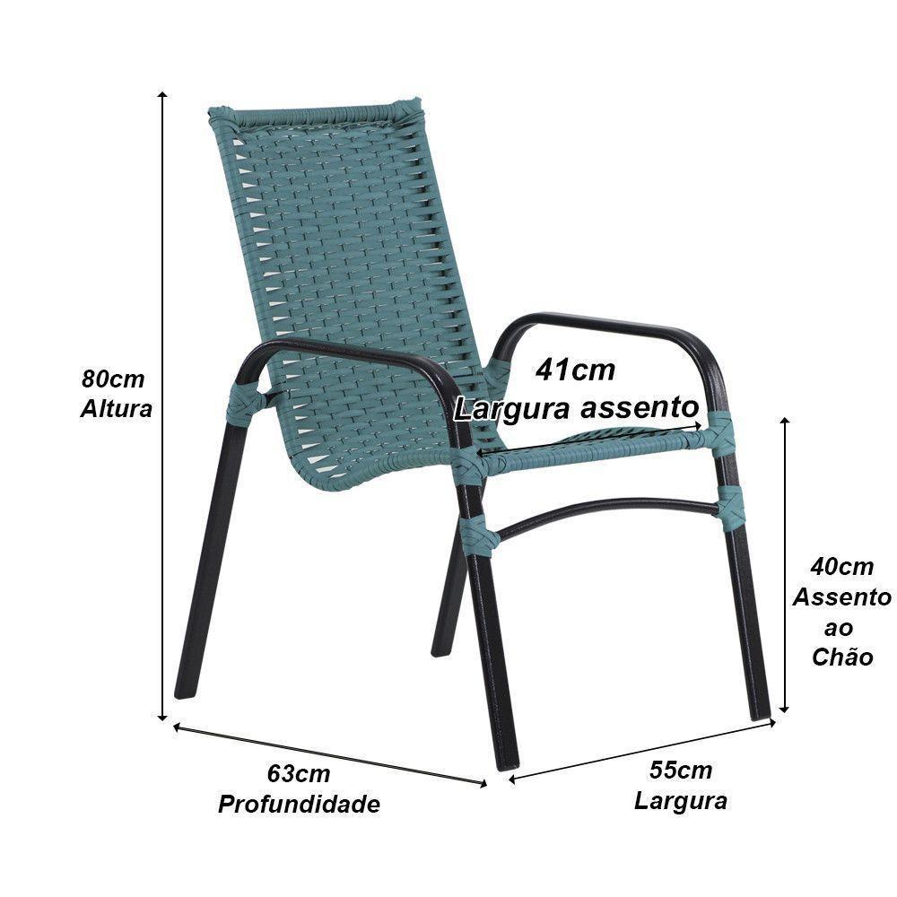 Jogo 4 Cadeiras Emily E Mesa Com Ombrelone Trama Original Azul Turquia - 4