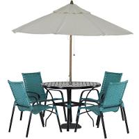 Jogo 4 Cadeiras Emily E Mesa Com Ombrelone Trama Original Azul Turquia - 1