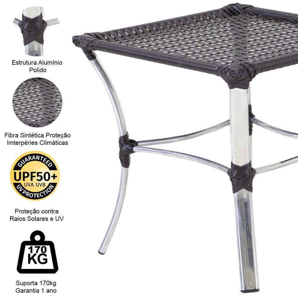 Jogo 02 Cadeiras E Mesa De Alumínio área Externa Piscina Preto - 8
