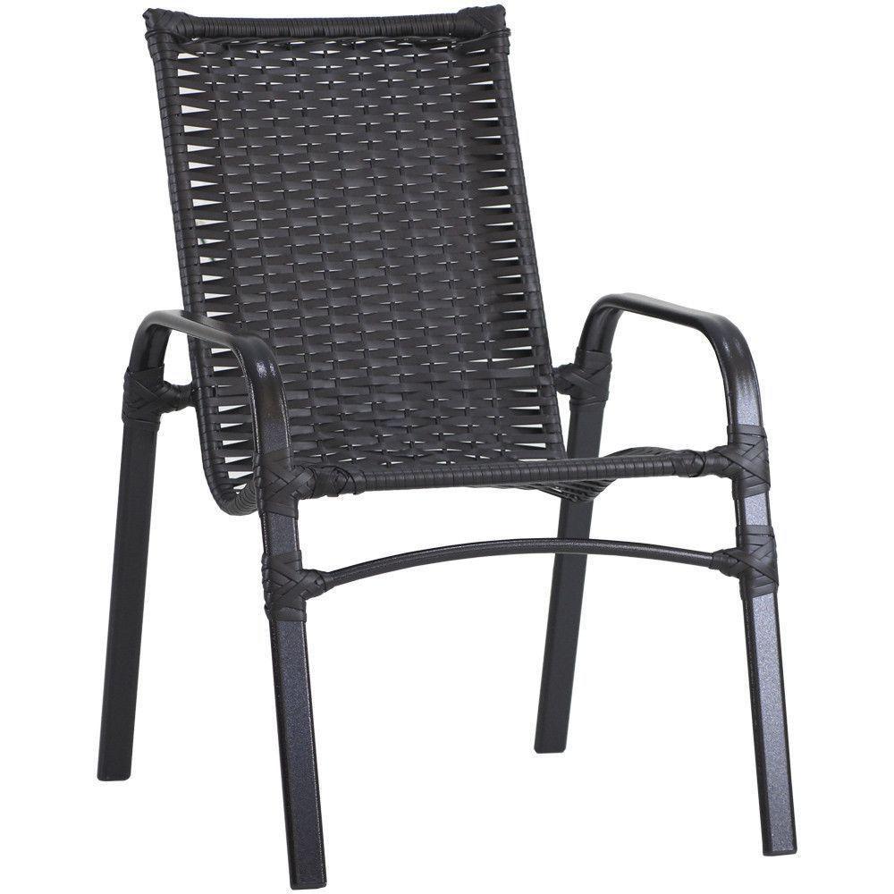 2 Cadeiras E Mesa Tampo Ripado área Jardim Varanda Piscina Preto - 2