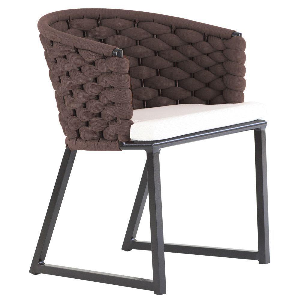 Kit 6 Cadeira Bali Alumínio Em Tricô Náutico E Mesa Trama Marrom - 2