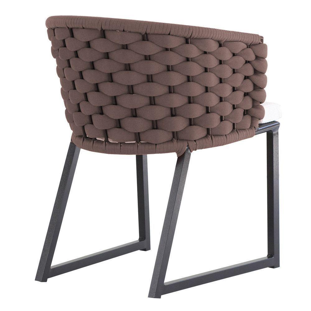 Kit 6 Cadeira Bali Alumínio Em Tricô Náutico E Mesa Trama Marrom - 4