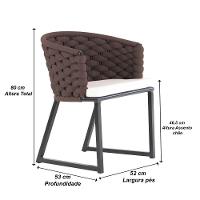 Kit 6 Cadeira Bali Alumínio Em Tricô Náutico E Mesa Trama Marrom - 3