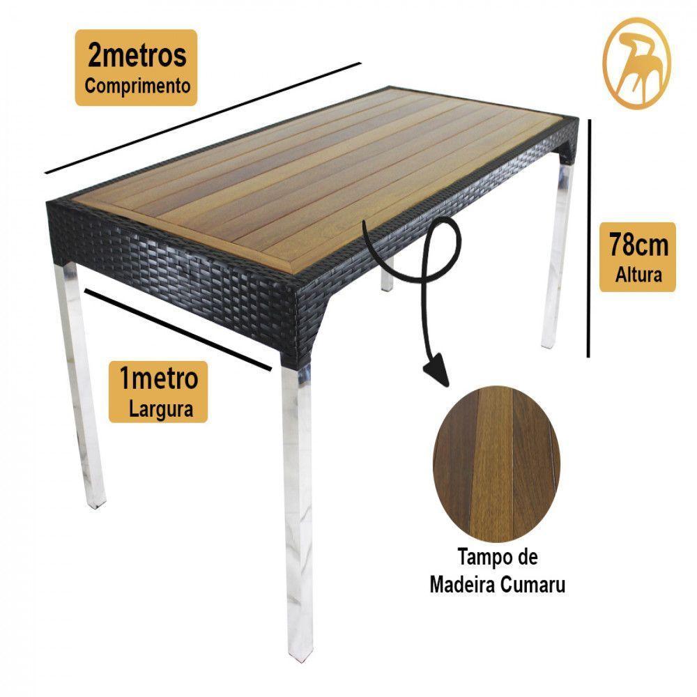 8 Cadeiras Cannes E Mesa Retangular Com Tampo Trama Original Tabaco - 5