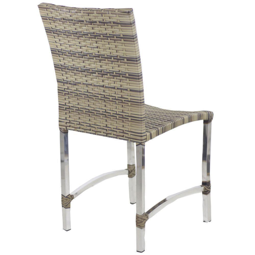 8 Cadeiras Cannes E Mesa Retangular Com Tampo Trama Original Cappuccino - 2