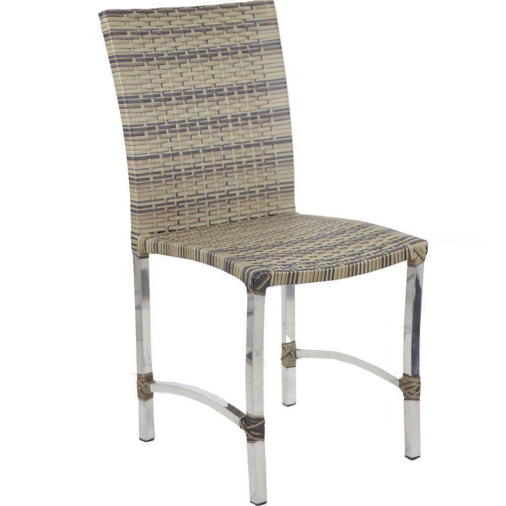 8 Cadeiras Cannes E Mesa Retangular Com Tampo Trama Original Cappuccino - 3