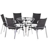 Jogo Mesa E 5 Cadeiras Adaptada Alumínio Piscina área Jardim Pedra Ferro - 1