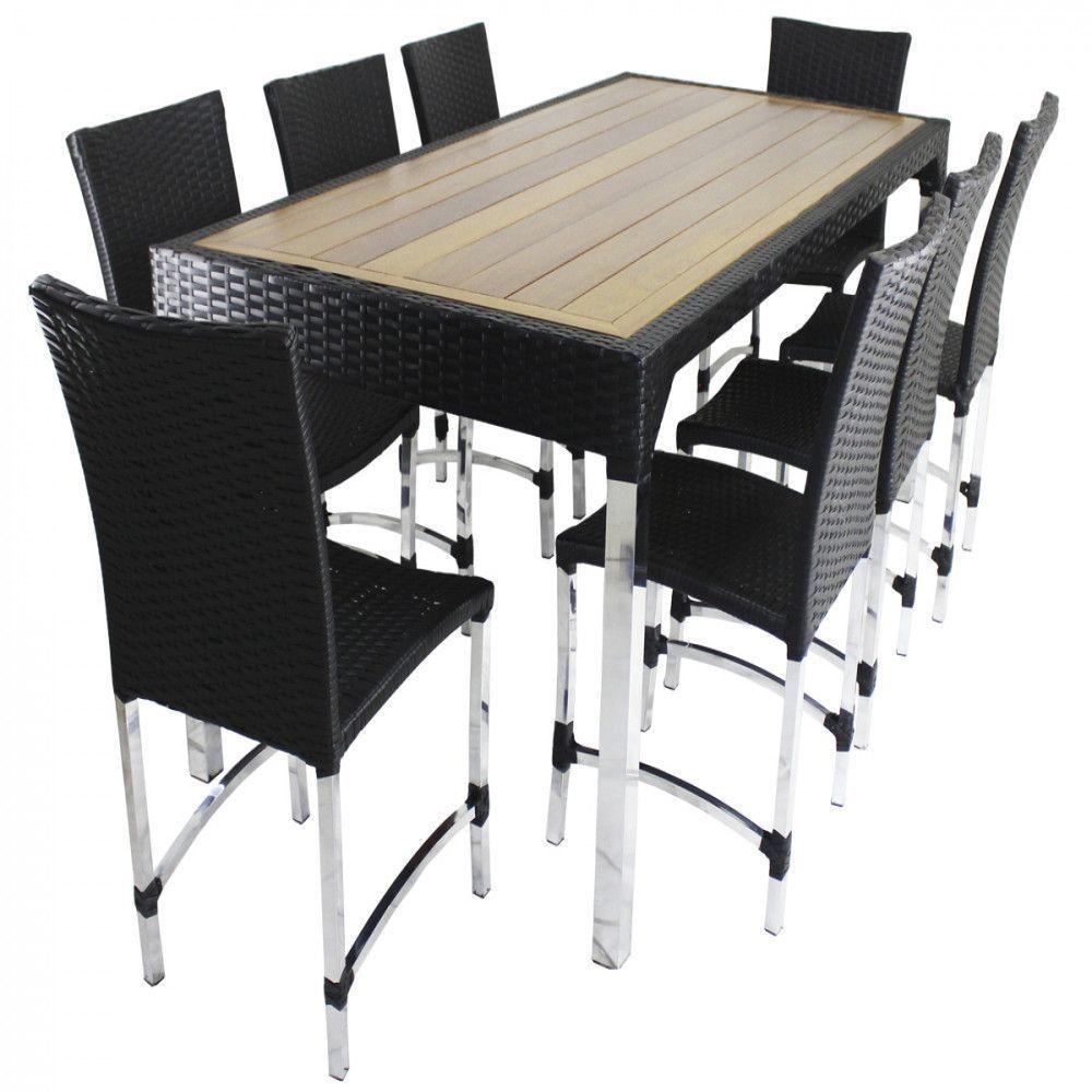 8 Cadeiras Cannes E Mesa Retangular Com Tampo Trama Original Preto - 1