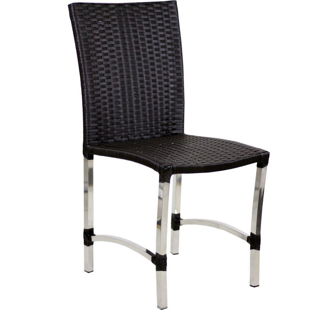 8 Cadeiras Cannes E Mesa Retangular Com Tampo Trama Original Preto - 2