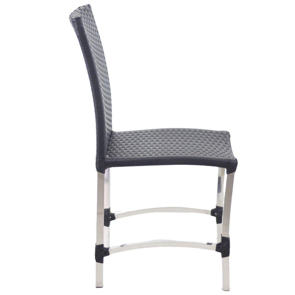 8 Cadeiras Cannes E Mesa Retangular Com Tampo Trama Original Preto - 3