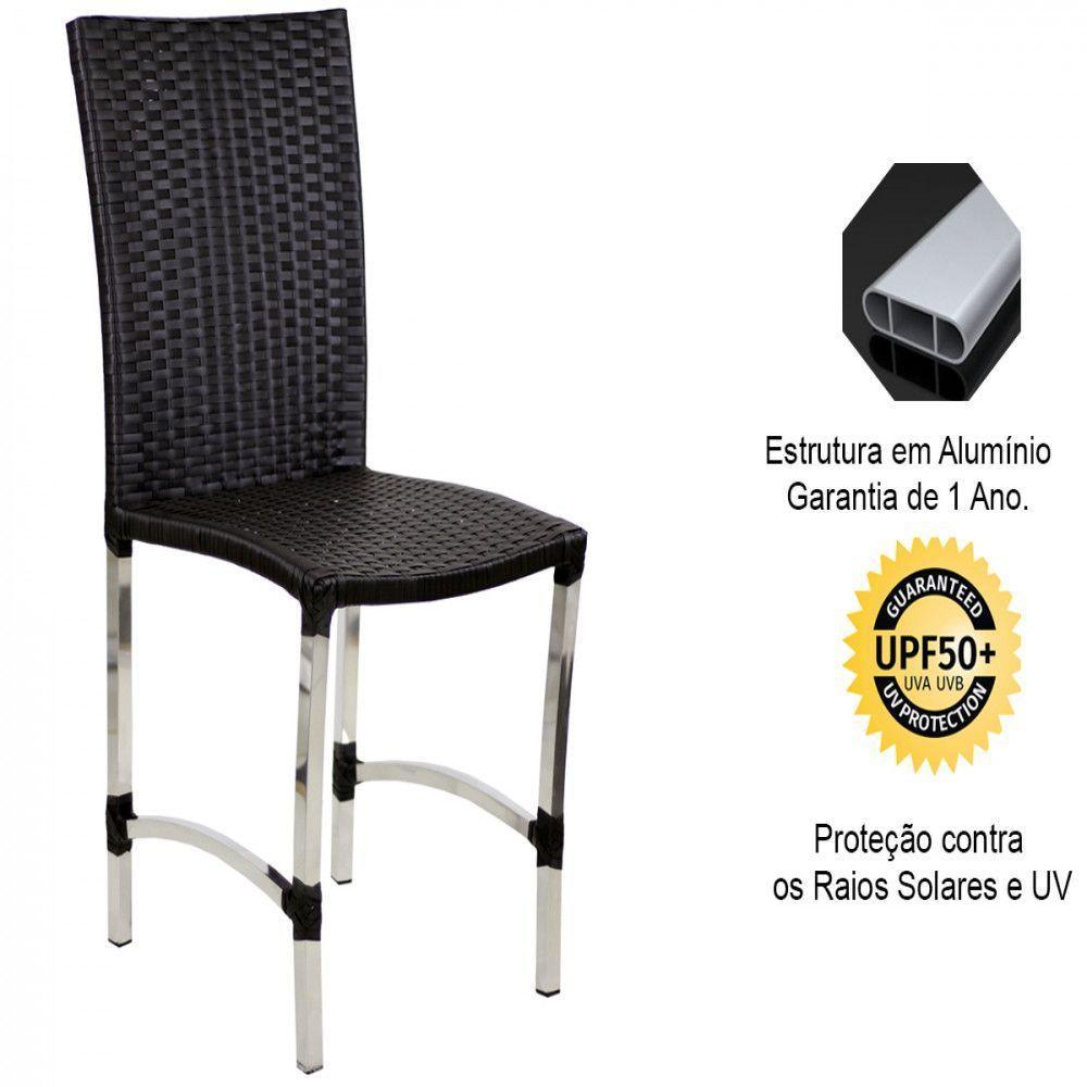 8 Cadeiras Cannes E Mesa Retangular Com Tampo Trama Original Preto - 5