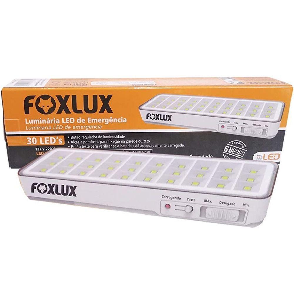 Luminária Led Emergência Bivolt Bateria Recarregável Foxlux - 1