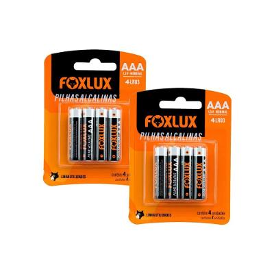 Pilha Alcalina Palito Aaa Foxlux Com 8 Unidades