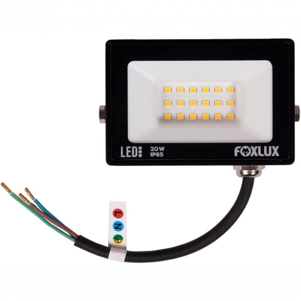 Kit 2 Refletor Led 20w 3000k Preto Bivolt Foxlux - 4