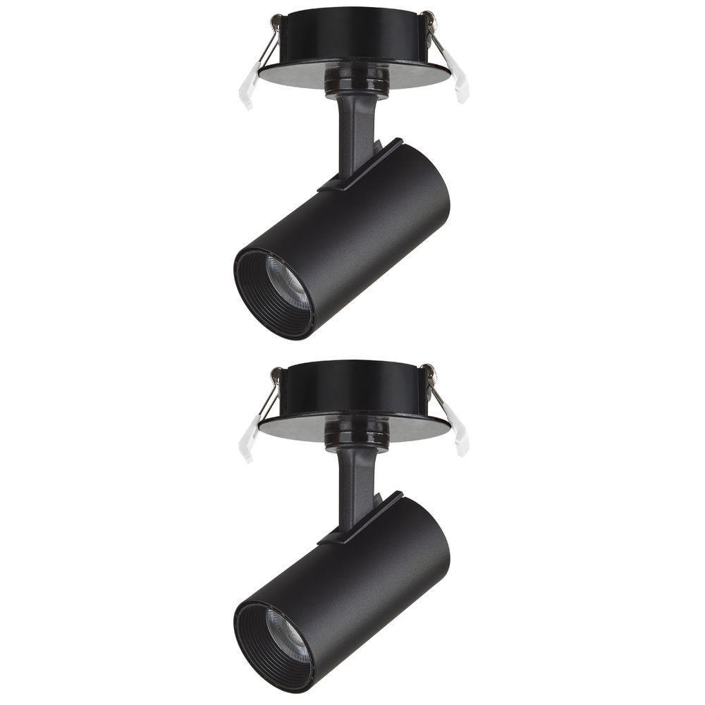 2 Spot Direcionável Embutir 7w Preto Bivolt 6500k Foxlux - 1