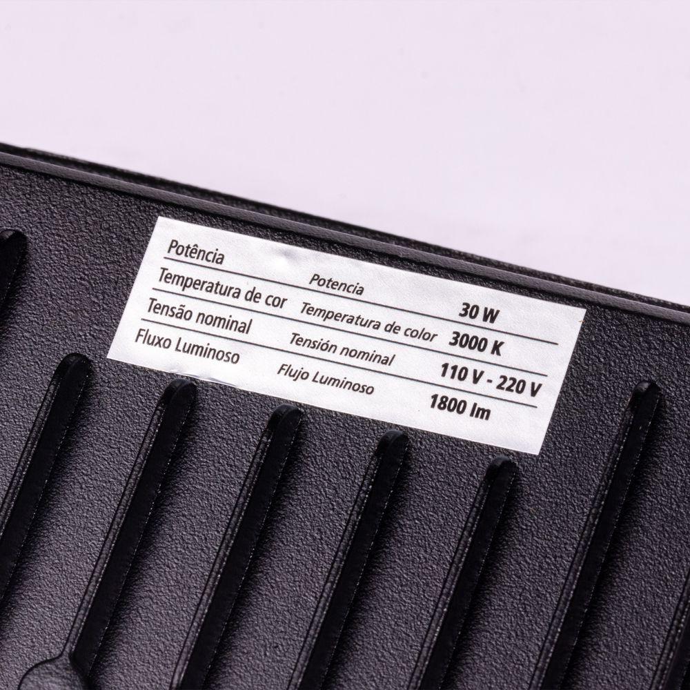 Kit 2 Refletor Led 30w 3000k Preto Bivolt Foxlux - 9