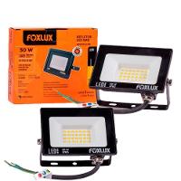Kit 2 Refletor Led 30w 3000k Preto Bivolt Foxlux - 1