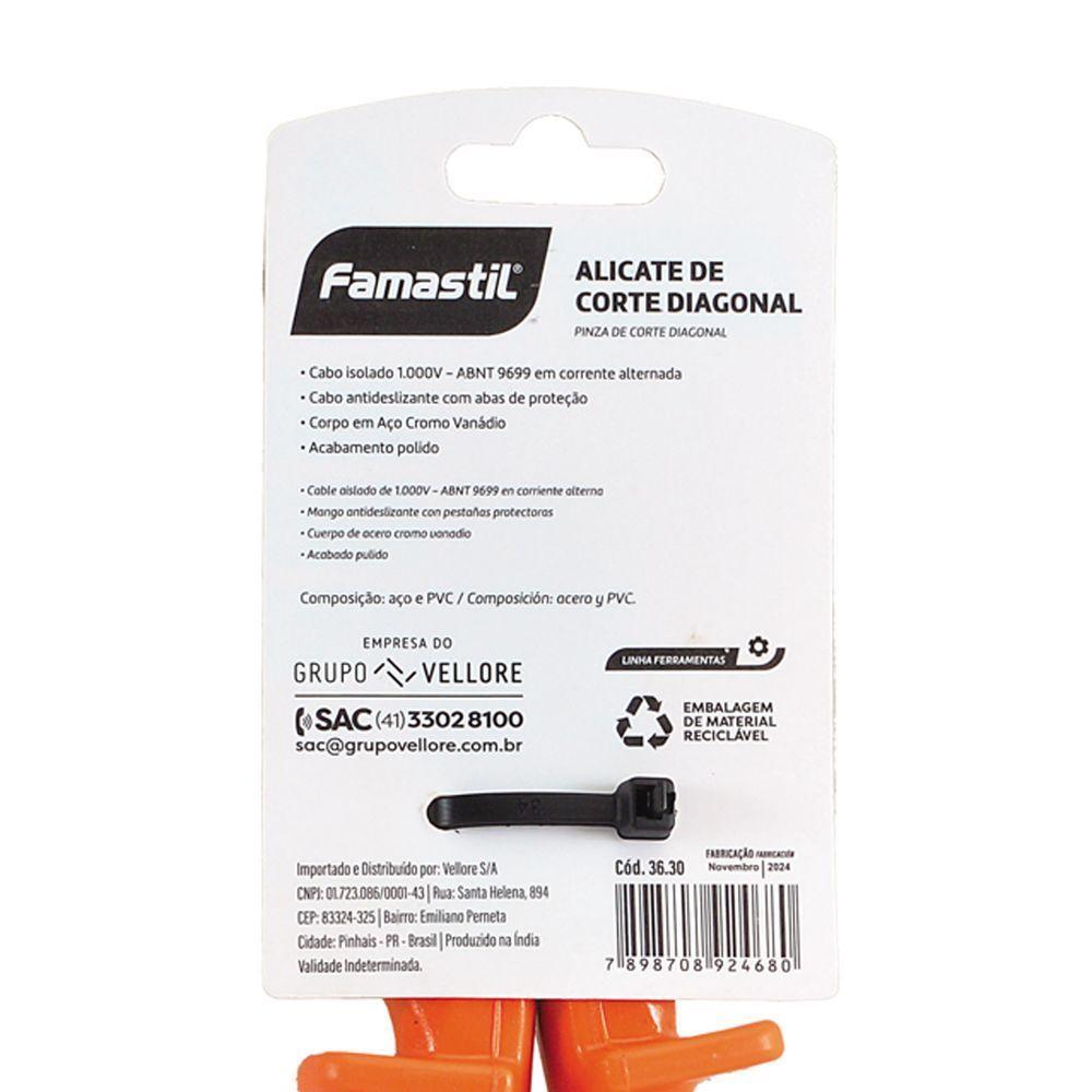 Alicate De Corte Diagonal Profissional 6 1000v Famastil - 4