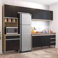 Cozinha Modulada 2,80m Andréia 12 Portas 4 Gavetas Com Balcão Amêndoa/Preto - 2